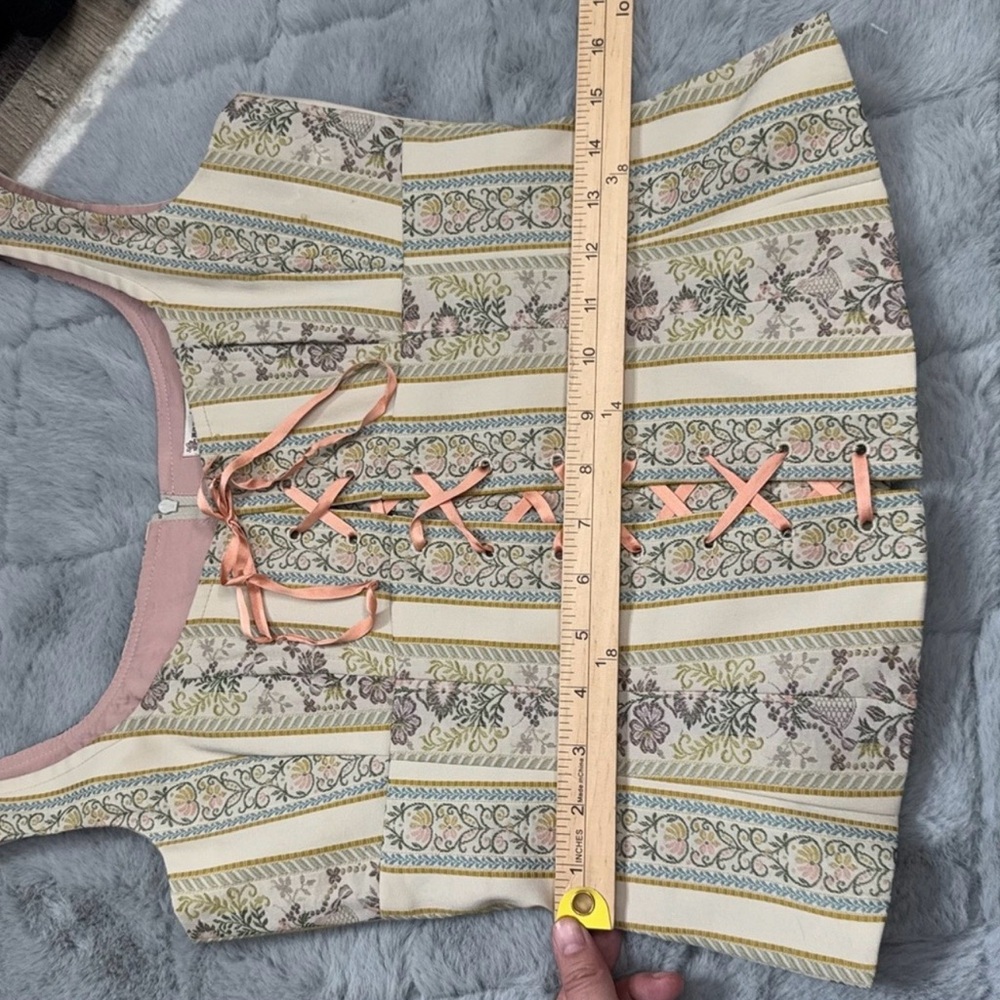 RARE Vintage Nanette Lepore Dusty Pink Tapestry Corset Top - Picture 7 of 15